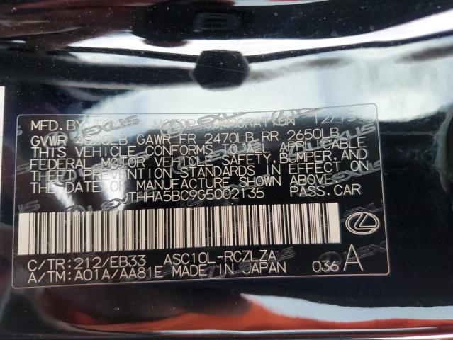 2016 LEXUS RC 200T JTHHA5BC9G5002135