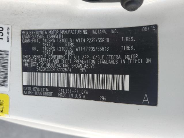 2015 TOYOTA SIENNA XLE 5TDDK3DC9FS112674