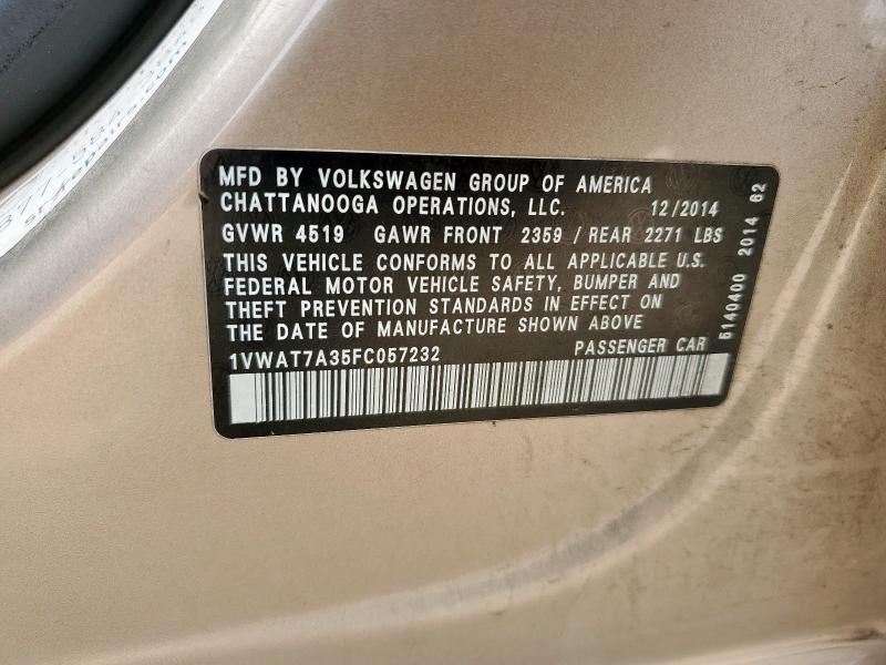 2015 VOLKSWAGEN PASSAT S 1VWAT7A35FC057232