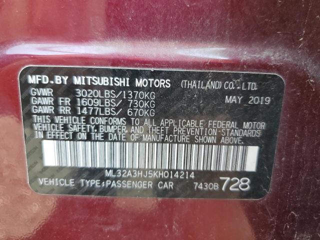 2019 MITSUBISHI MIRAGE ES ML32A3HJ5KH014214