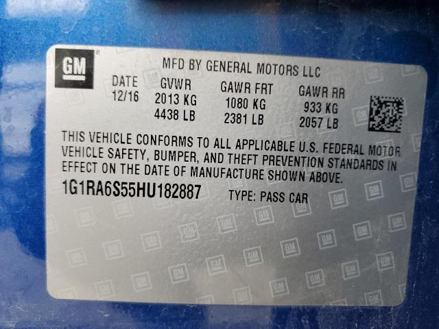 2017 CHEVROLET VOLT LT - 1G1RA6S55HU182887