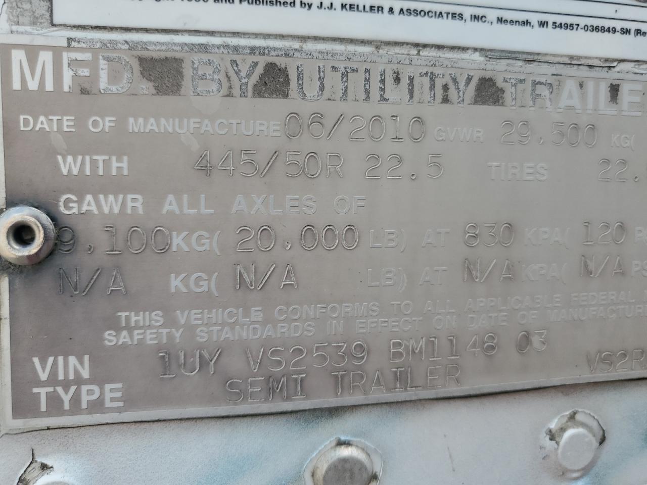 Lot #3204912594 2011 UTILITY VS2RA