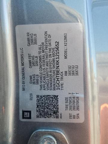 2019 CHEVROLET COLORADO 1GCHTBENXK1215652