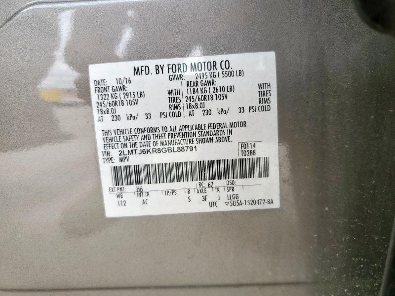 2016 LINCOLN MKX SELECT 2LMTJ6KR8GBL88791