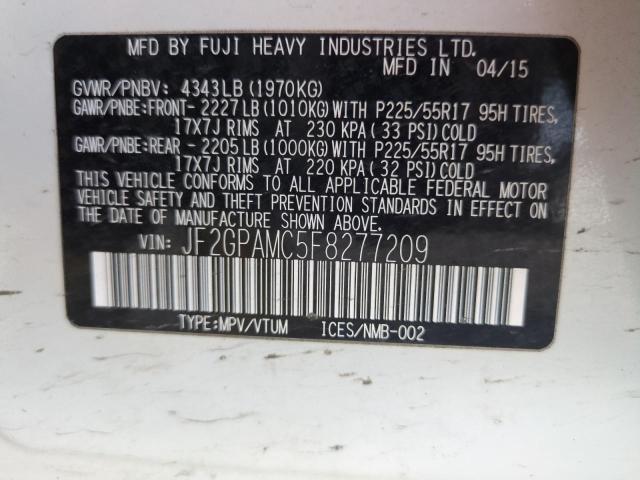2015 SUBARU XV CROSSTR JF2GPAMC5F8277209