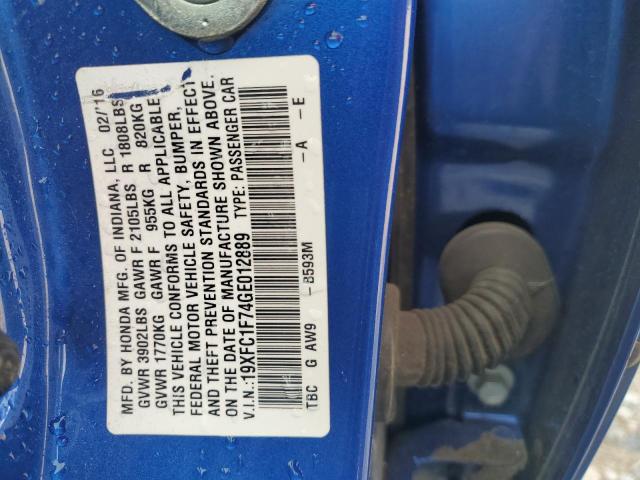 2016 HONDA CIVIC EXL 19XFC1F74GE012889