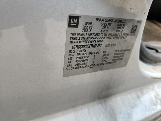 2015 CHEVROLET TAHOE C150 1GNSCBKC6FR162472