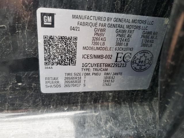 2021 CHEVROLET SILVERADO - 1GCUYEET6MZ291213