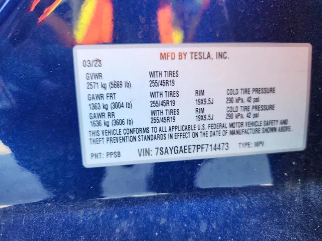 2023 TESLA MODEL Y 7SAYGAEE7PF714473