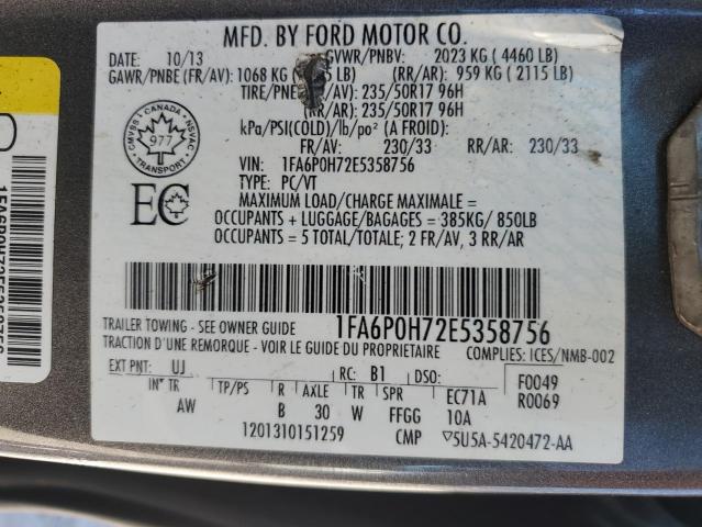2014 FORD FUSION SE - 1FA6P0H72E5358756