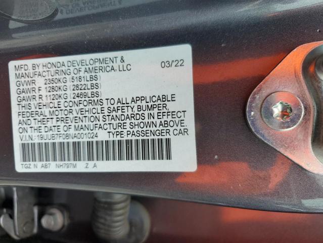 2022 ACURA TLX TYPE S 19UUB7F08NA001024