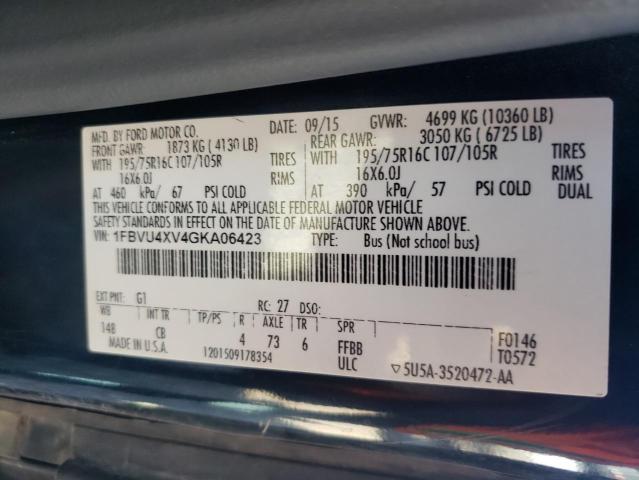 2016 FORD TRANSIT T- 1FBVU4XV4GKA06423