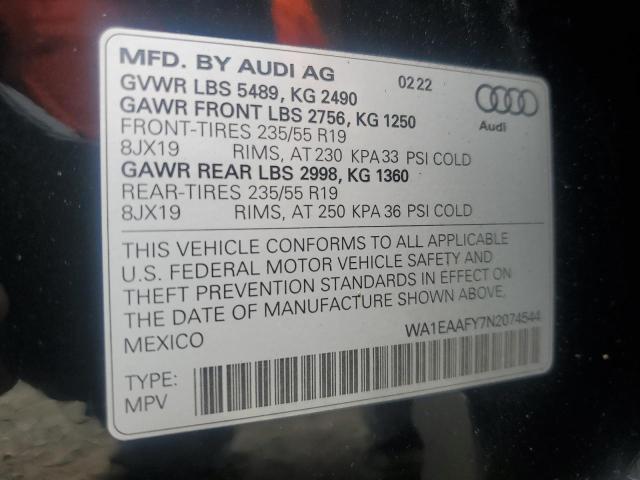 2022 AUDI Q5 PREMIUM WA1EAAFY7N2074544