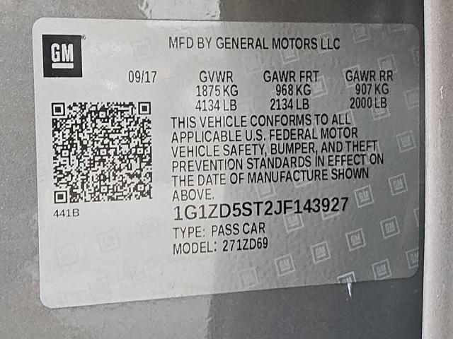 2018 CHEVROLET MALIBU LT 1G1ZD5ST2JF143927
