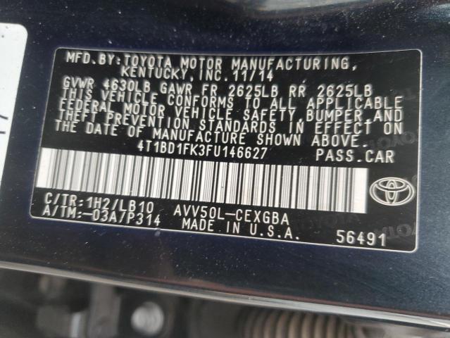 2015 TOYOTA CAMRY HYBR - 4T1BD1FK3FU146627