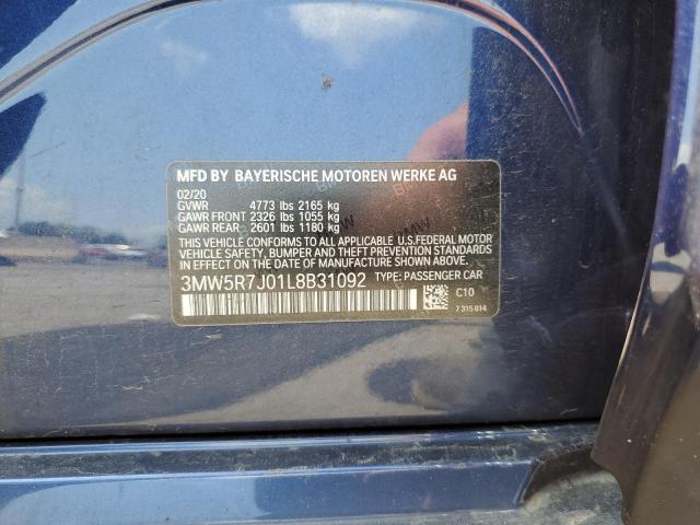 2020 BMW 330XI 3MW5R7J01L8B31092