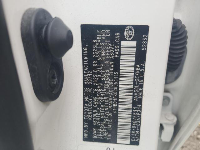 2012 TOYOTA CAMRY HYBR - 4T1BD1FK0CU051115