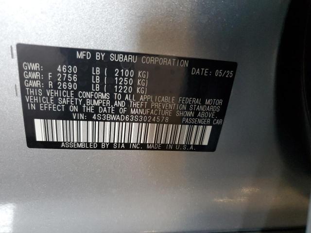 2025 SUBARU LEGACY PRE 4S3BWAD63S3024578