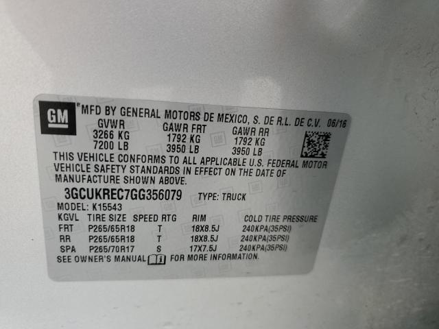 2016 CHEVROLET SILVERADO 3GCUKREC7GG356079