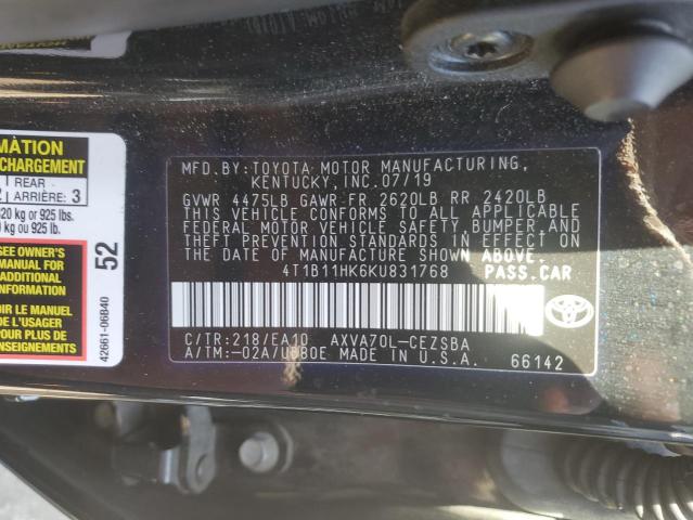 2019 TOYOTA CAMRY L - 4T1B11HK6KU831768