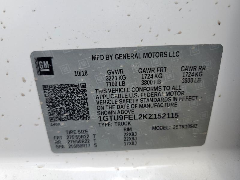 2019 GMC SIERRA K15 1GTU9FEL2KZ152115