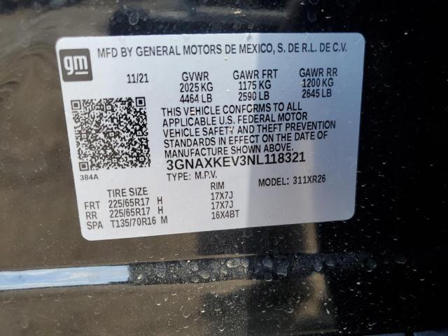 2022 CHEVROLET EQUINOX LT - 3GNAXKEV3NL118321