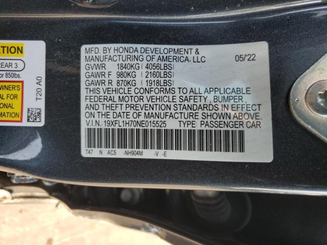 2022 HONDA CIVIC EXL 19XFL1H70NE015525