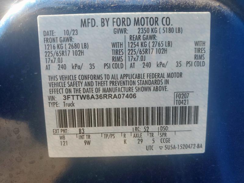 2024 FORD MAVERICK X 3FTTW8A36RRA07406