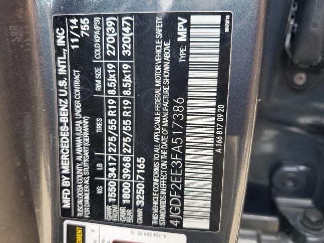 2015 MERCEDES-BENZ GL 350 BLU 4JGDF2EE3FA517386