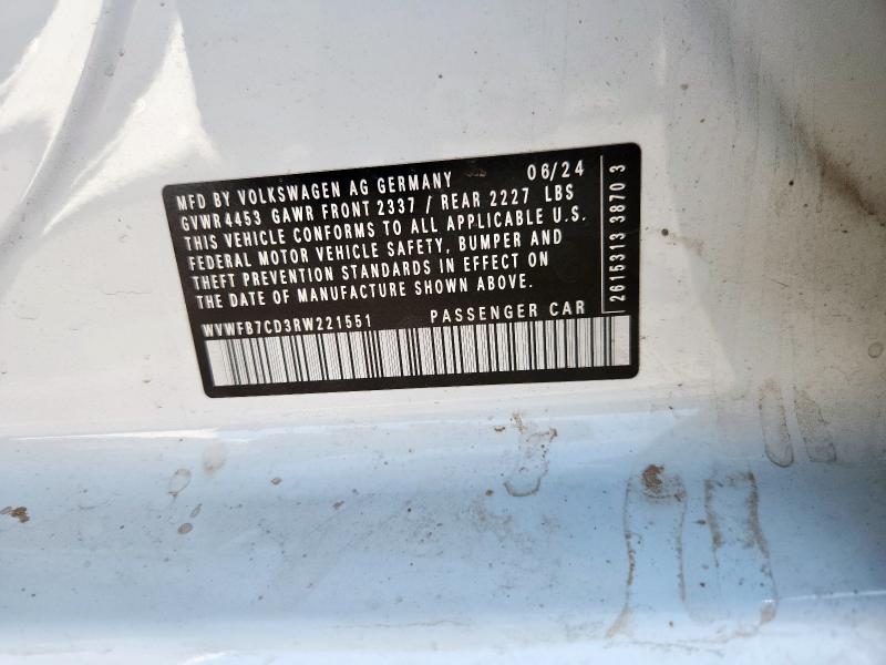 2024 VOLKSWAGEN GOLF R WVWFB7CD3RW221551