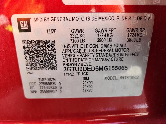 2021 GMC SIERRA K15 3GTU9DED6MG155065