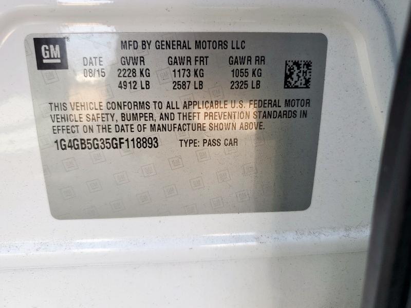 2016 BUICK LACROSSE 1G4GB5G35GF118893