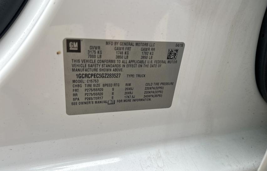 1GCRCPEC5GZ283527 2016 CHEVROLET ALL Models