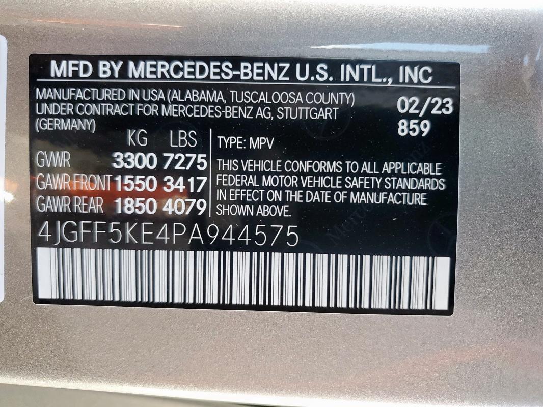 2023 MERCEDES-BENZ GLS 450 4M - 4JGFF5KE4PA944575