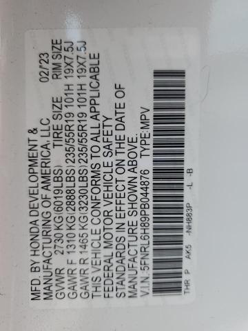 2023 HONDA ODYSSEY TO 5FNRL6H89PB044876