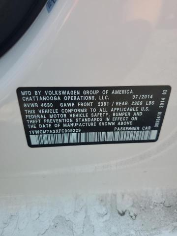 2015 VOLKSWAGEN PASSAT SEL 1VWCM7A3XFC009229