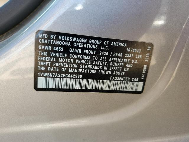 2014 VOLKSWAGEN PASSAT SE - 1VWBN7A32EC042930
