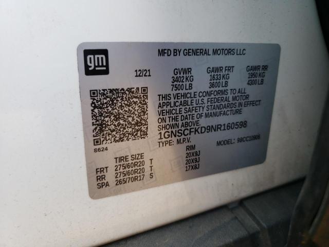 2022 CHEVROLET SUBURBAN C 1GNSCFKD9NR160598