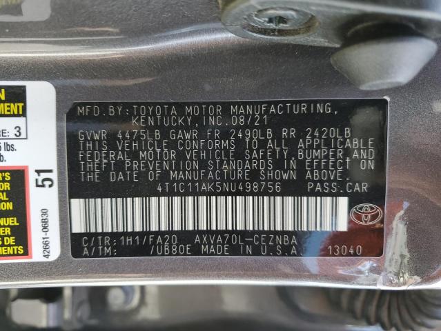 2022 TOYOTA CAMRY LE - 4T1C11AK5NU498756