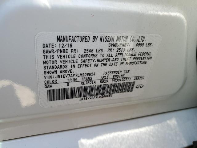 2020 INFINITI Q50 PURE JN1EV7AP7LM206654