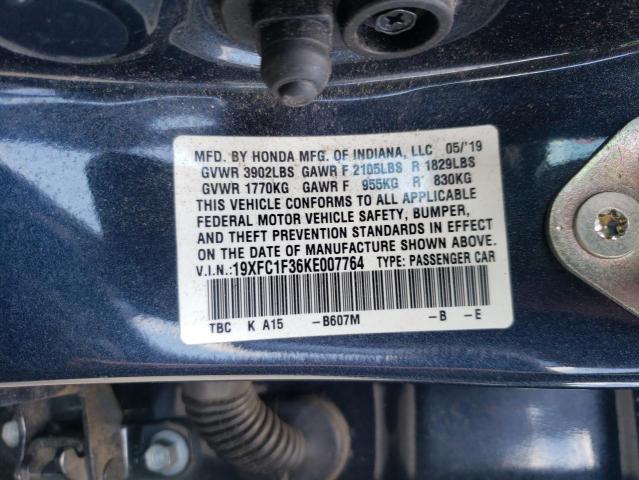 2019 HONDA CIVIC EX 19XFC1F36KE007764