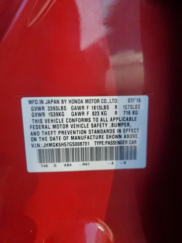 2016 HONDA FIT JHMGK5H57GS008731