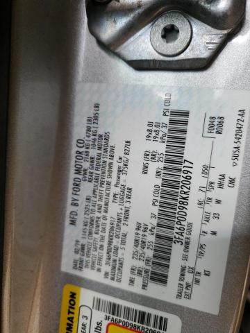 3FA6P0D98KR206917 2019 FORD FUSION