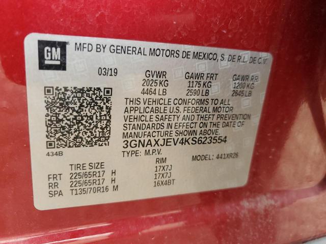 2019 CHEVROLET EQUINOX LT 3GNAXJEV4KS623554