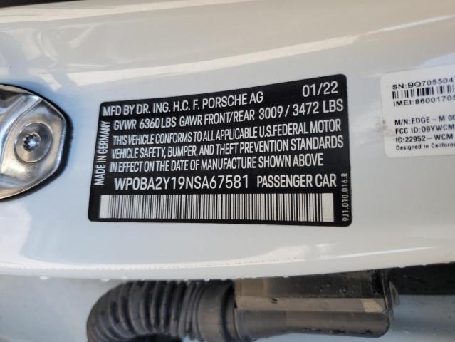 2022 PORSCHE TAYCAN CRO WP0BA2Y19NSA67581