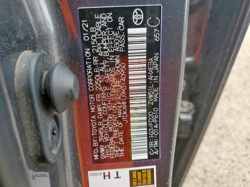 2021 TOYOTA PRIUS SPEC JTDKAMFU9M3140950