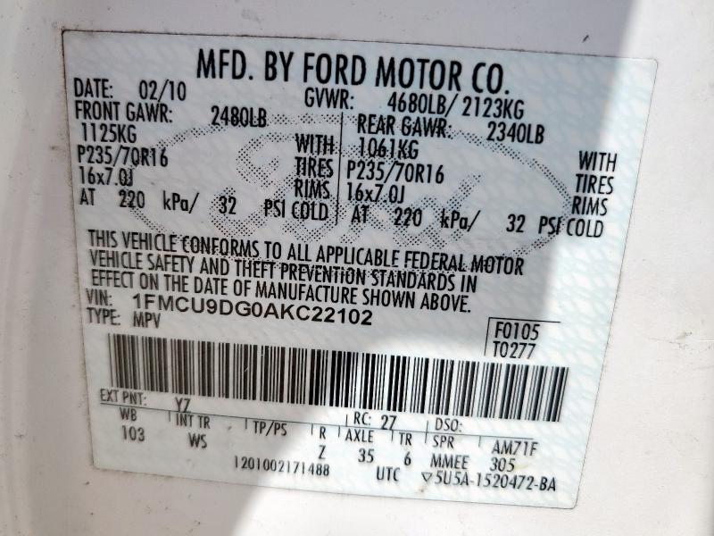 2010 FORD ESCAPE XLT - 1FMCU9DG0AKC22102
