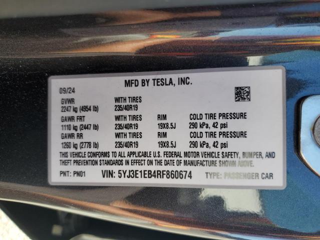 2024 TESLA MODEL 3 5YJ3E1EB4RF860674