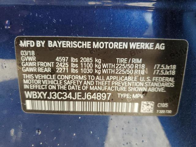 2018 BMW X2 SDRIVE2 WBXYJ3C34JEJ64897