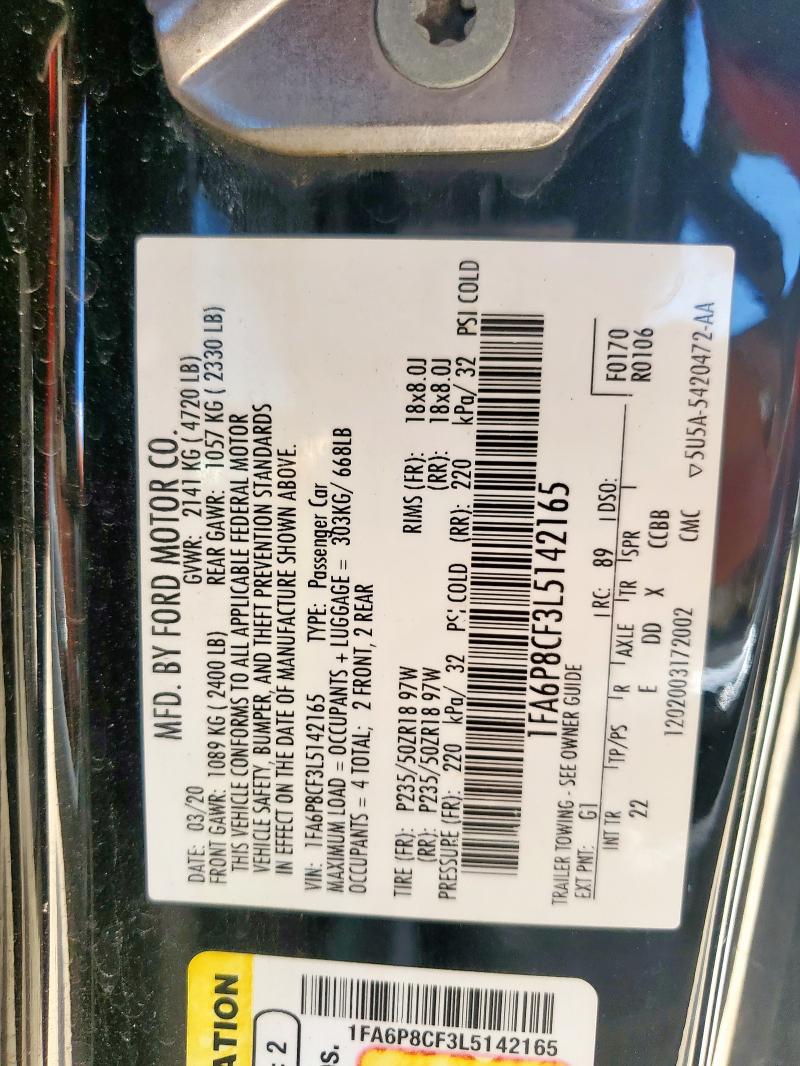 2020 FORD MUSTANG GT 1FA6P8CF3L5142165